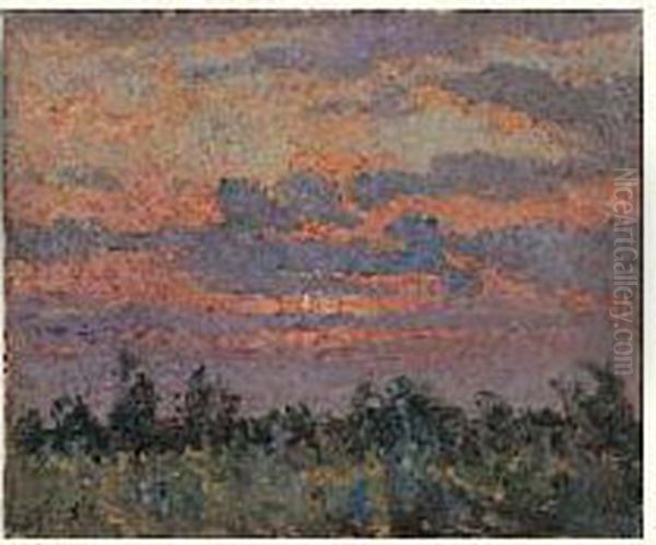 Etude De Ciel Au Soleil Couchant Oil Painting by George Oberteuffer