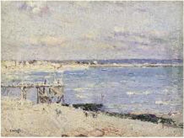 Plage Normande, Circa 1910 Oil Painting by George Oberteuffer