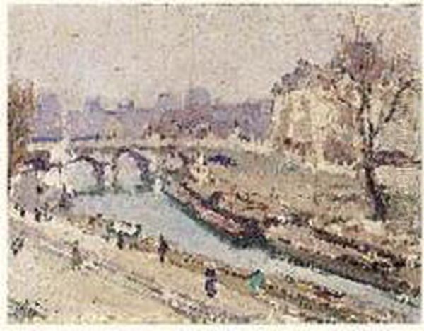 Le Pont Neuf, Jour Gris Oil Painting by George Oberteuffer