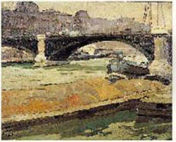 Paris, Le Pont Notre-dame Oil Painting by George Oberteuffer