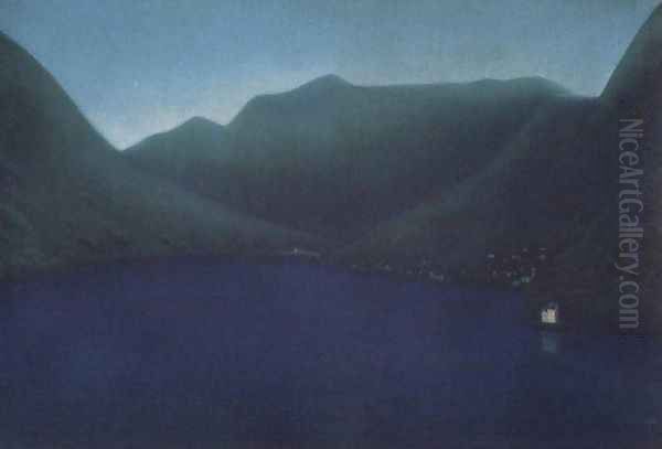 Lake Como Oil Painting by William Degouve de Nuncques