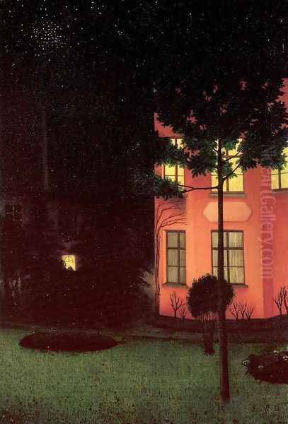 The Shuttered House 1892 Oil Painting by William Degouve de Nuncques