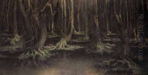 The Leprous Forest Oil Painting by William Degouve de Nuncques