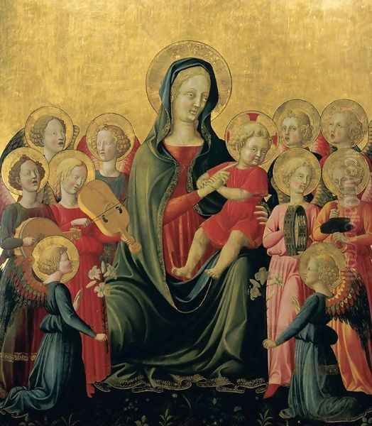 Madonna and Child with Music-Making Angels 1420s Oil Painting by Francesco D'Antonio