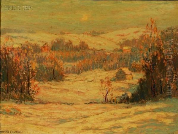 The Valley In Winter Oil Painting by Leonard Ochtman