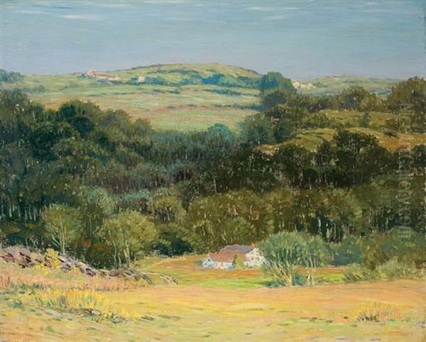 Summer Landscape In Connecticut Oil Painting by Leonard Ochtman