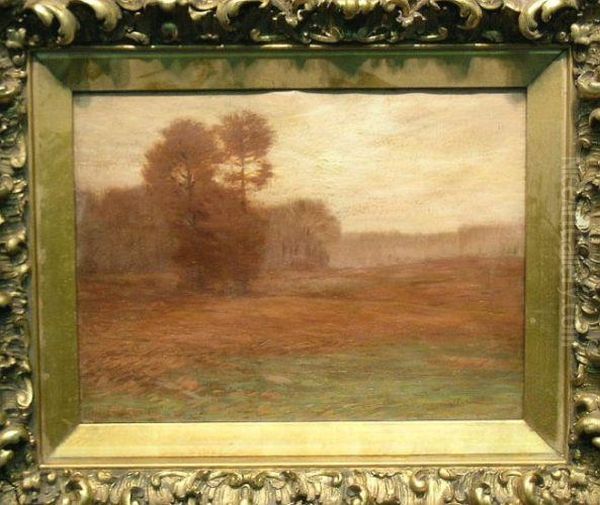 Autumn Landscape At Dusk Oil Painting by Leonard Ochtman