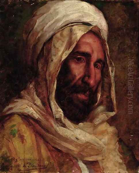 An Arab Gentleman, head and shoulders Oil Painting by Emmanuel De Dieudonne