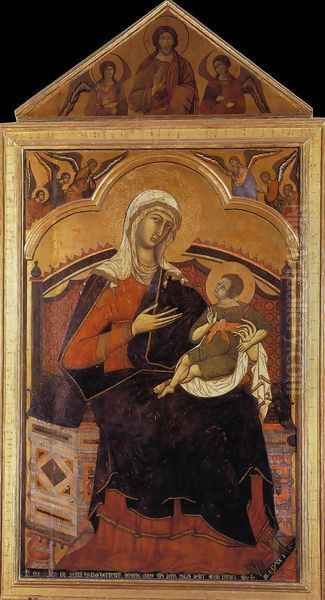 Virgin and Christ Child Enthroned 1270s Oil Painting by Guido Da Siena