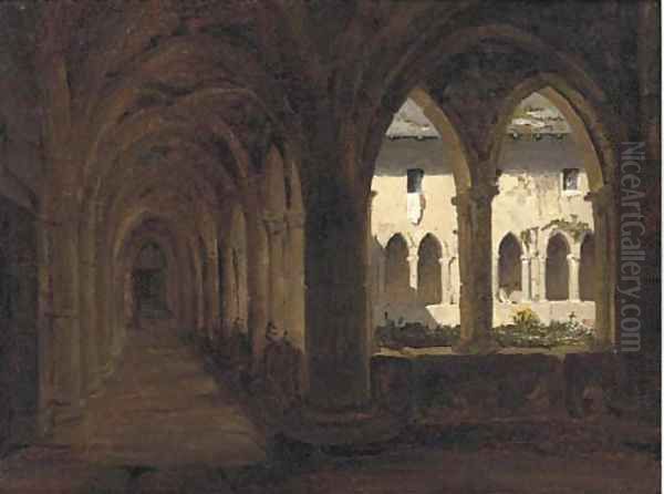 Study of a monastery, with figures beyond Oil Painting by Auguste Delacroix