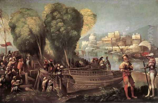 Aeneas and Achates on the Libyan Coast c. 1520 Oil Painting by Dosso Dossi