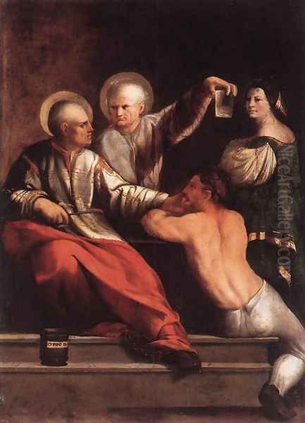 St Cosmas and St Damian 1534-42 Oil Painting by Dosso Dossi