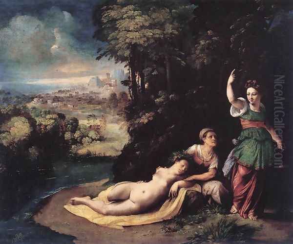 Diana and Calisto c. 1528 Oil Painting by Dosso Dossi