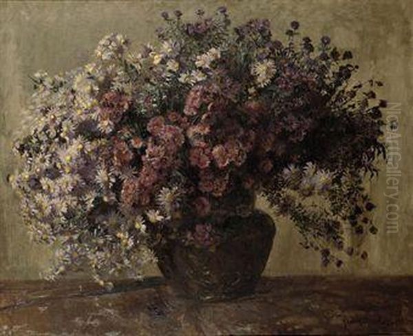 Autumn Asters In A Vase Oil Painting by Frans David Oerder