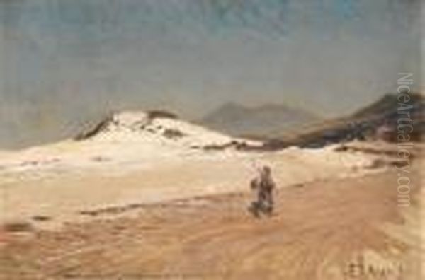 A Fisherman With His Catch Walking By Sand Dunes, Western Cape Oil Painting by Frans David Oerder