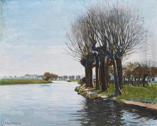 Pollarded Willows Oil Painting by Frans David Oerder