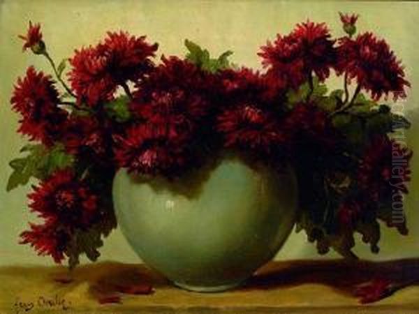 Still-life With Crysanthemum In A Vase Oil Painting by Frans David Oerder