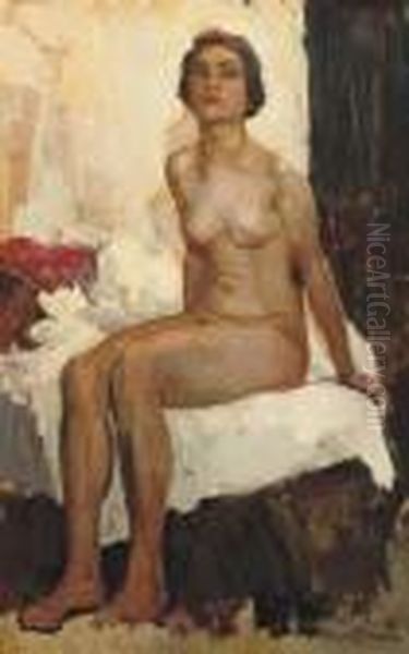 Seated Nude Oil Painting by Frans David Oerder