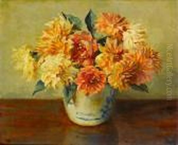 Still Life Of Chrysanthemums by Frans David Oerder