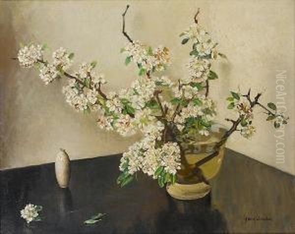 Cherry Blossom Oil Painting by Frans David Oerder