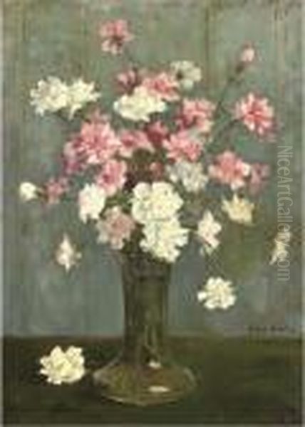 Anjers: Pink And White Carnations Oil Painting by Frans David Oerder