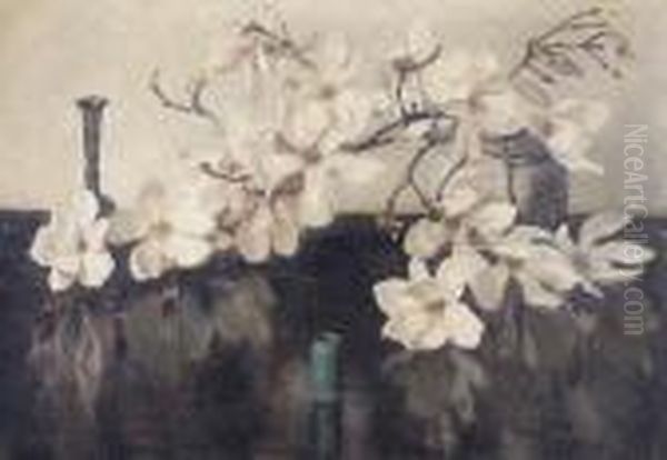 Magnolia Oil Painting by Frans David Oerder