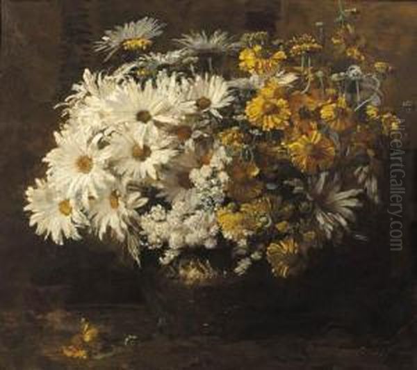 A Still Life With Flowers In A Vase Oil Painting by Frans David Oerder