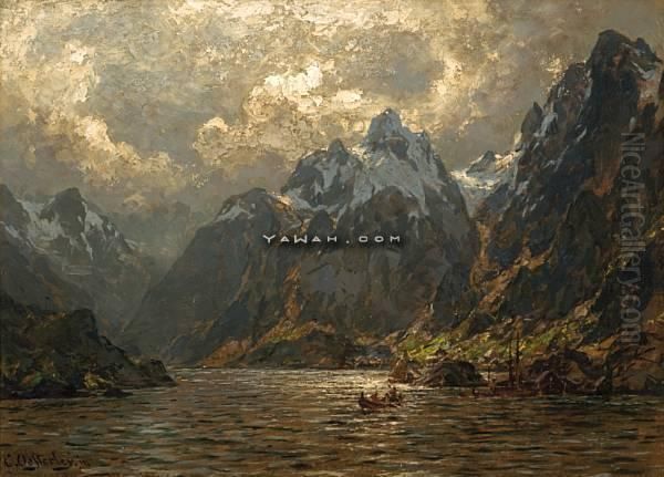 Fra Raftsund I Lofoten Oil Painting by Carl August H. Oesterley