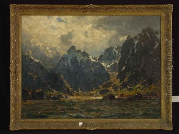 Fjordlandschaft Oil Painting by Carl August H. Oesterley