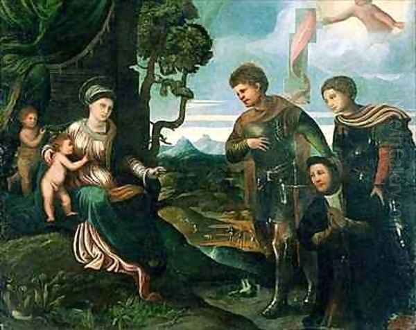 Madonna and Child with John the Baptist and other Saints Oil Painting by Dosso Dossi