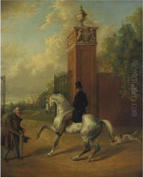 Henry Thomas, Third Earl Of Chichester Entering The Gate Of Starmer, Sussex Oil Painting by Edwin, Beccles Of Cooper