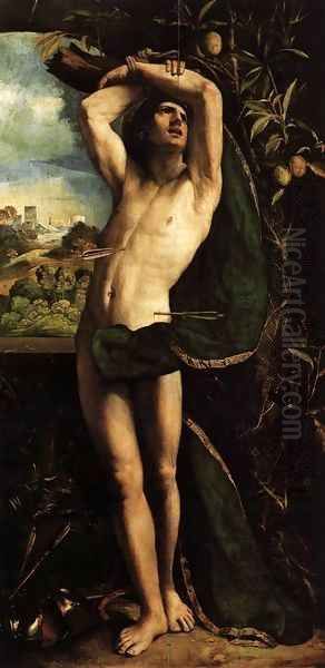 St Sebastian Oil Painting by Dosso Dossi