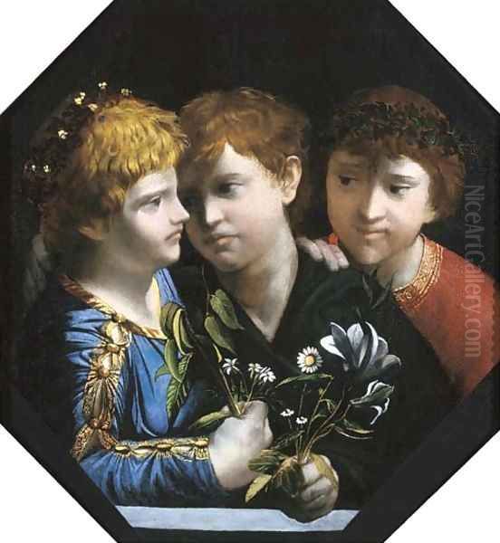 An allegory with three boys Sacred and Profane Love Oil Painting by Dosso Dossi