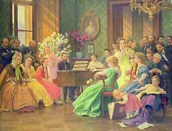 Bedrich Smetana 1824-84 and his Friends in 1865 Oil Painting by Franz Dvorak