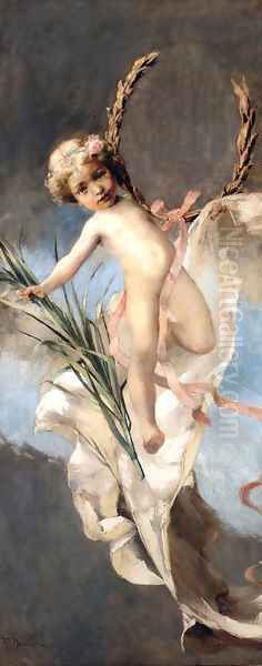 The Guardian Angel Oil Painting by Franz Dvorak