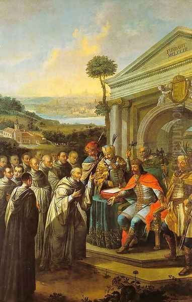 Béla III Founding the Cistercian Monastery at Szentgotthárd in 1183, 1795-96 Oil Painting by Istvan Dorfmeister