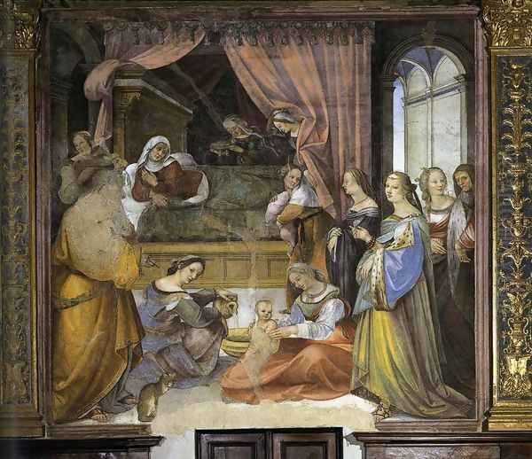 The Birth of the Virgin 1518 Oil Painting by Girolamo Del Pacchia