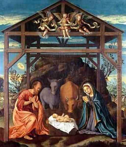 Nativity Oil Painting by Girolamo Del Pacchia