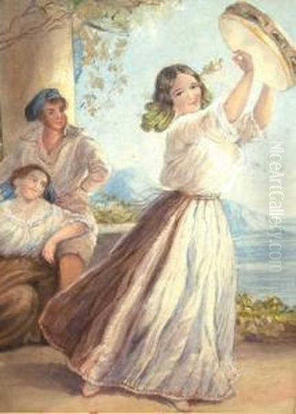 The Tambourine Girl Oil Painting by Louisa Anne, Marchioness of Waterford