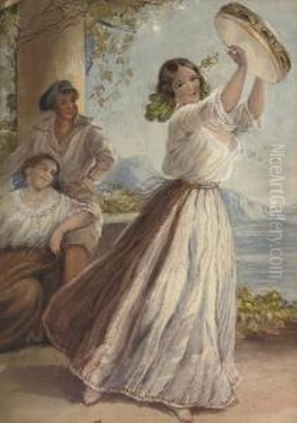 The Tambourine Girl Oil Painting by Louisa Anne, Marchioness of Waterford