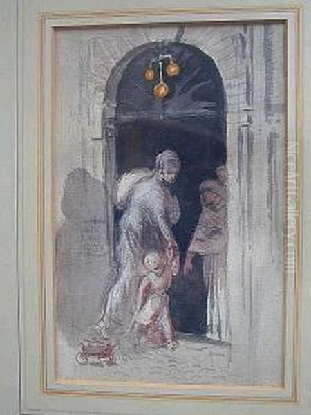 At The Pawnshop Door Oil Painting by Louisa Anne, Marchioness of Waterford