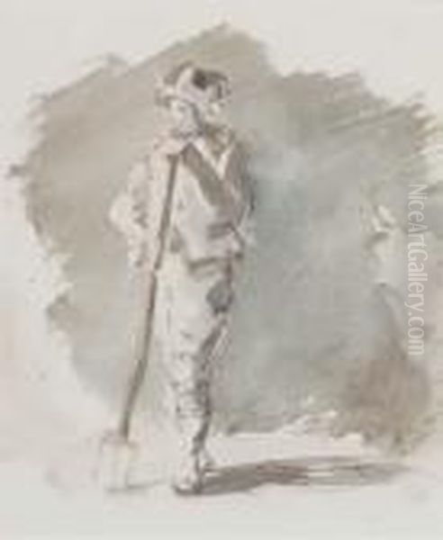 Study Of A Farm Labourer Oil Painting by Louisa Anne, Marchioness of Waterford