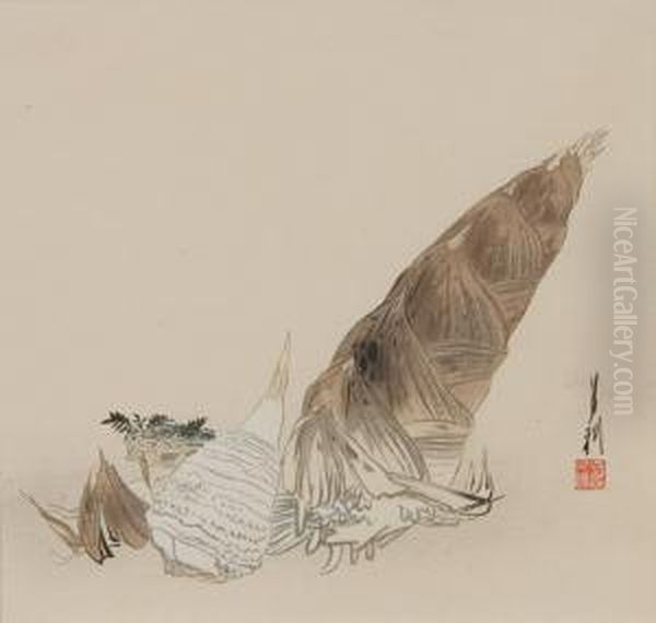 Bamboo Shoots Oil Painting by Ogata Gekko