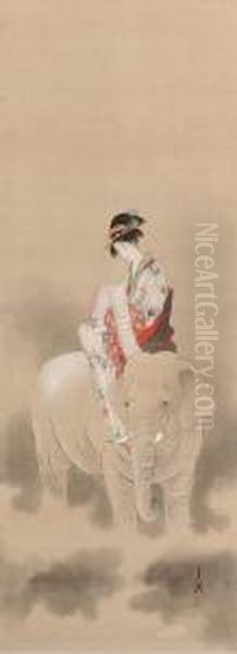 The Courtesan Of Eguchi As The Bodhisattva Samantabhadra Oil Painting by Ogata Gekko