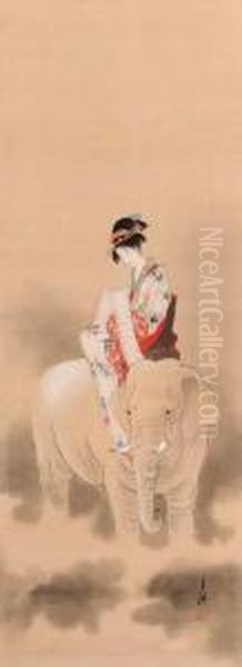 The Courtesan Of Eguchi As The Bodhisattva Samantabhadra(fugen) Oil Painting by Ogata Gekko