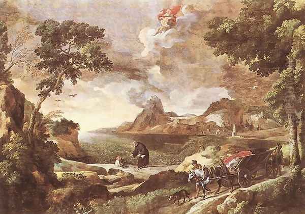 Landscape with St Augustine and the Mystery 1651-53 Oil Painting by Gaspard Dughet