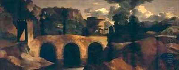 Landscape with Lucano Bridge Oil Painting by Gaspard Dughet