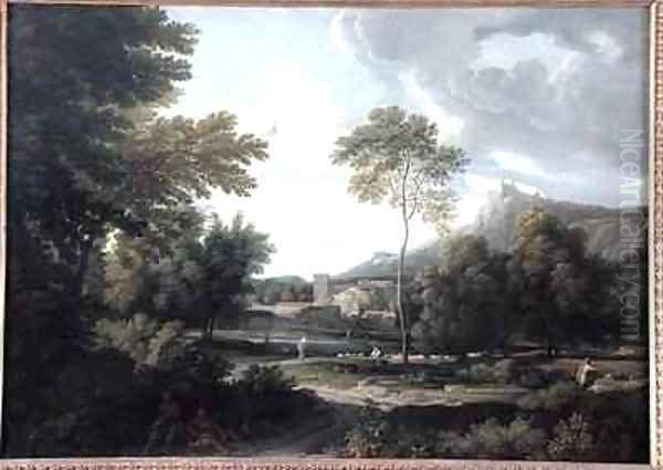 River Landscape Oil Painting by Gaspard Dughet