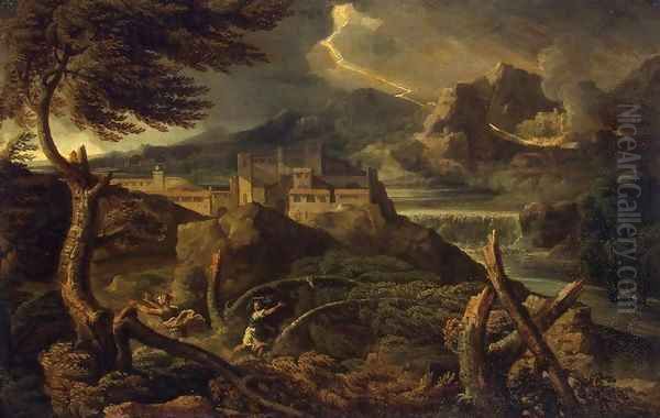 Landscape with Lightning Oil Painting by Gaspard Dughet