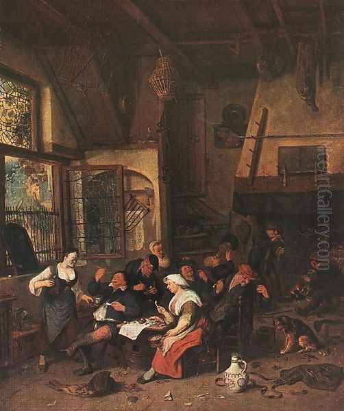 Tavern Scene Oil Painting by Cornelis Dusart